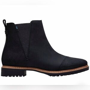 TOMS Cleo Black Suede Chelsea Booties